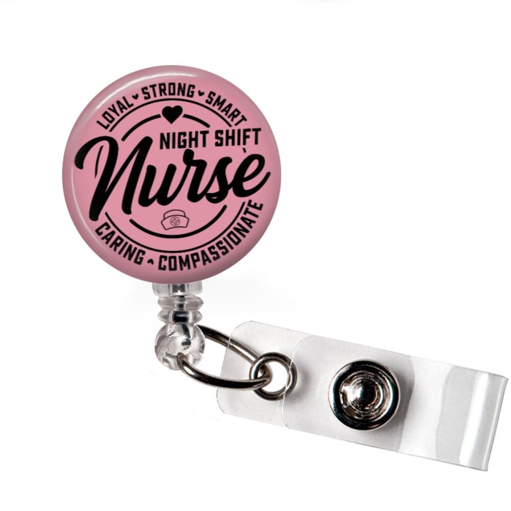 Night Shift Nurse Badge Reel RN Retractable ID Holder